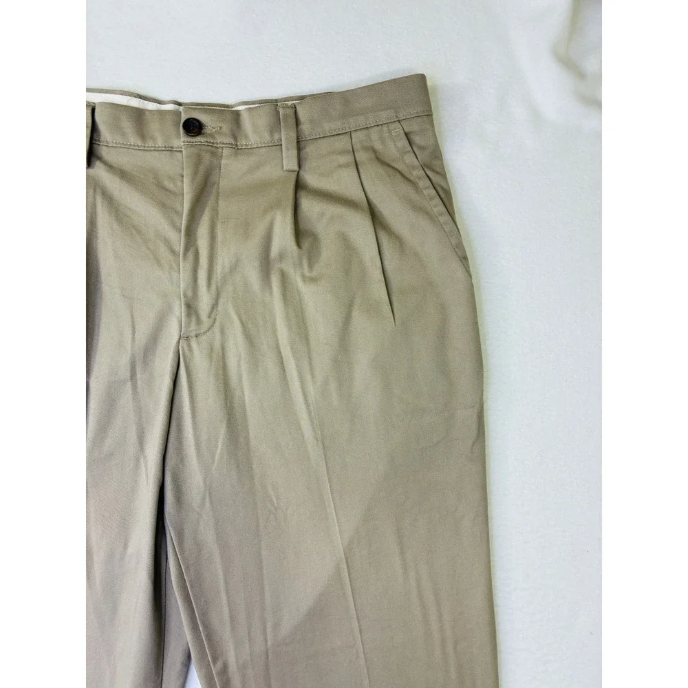 Dockers Mens Pleated Khaki Chino Pants Tan Beige Dress Trousers 34x32
